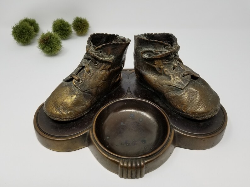 Vintage Bronzed Baby Shoes Ashtray Art Deco Vintage Etsy