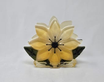 Midcentury Yellow Lucite Flower Napkin Holder