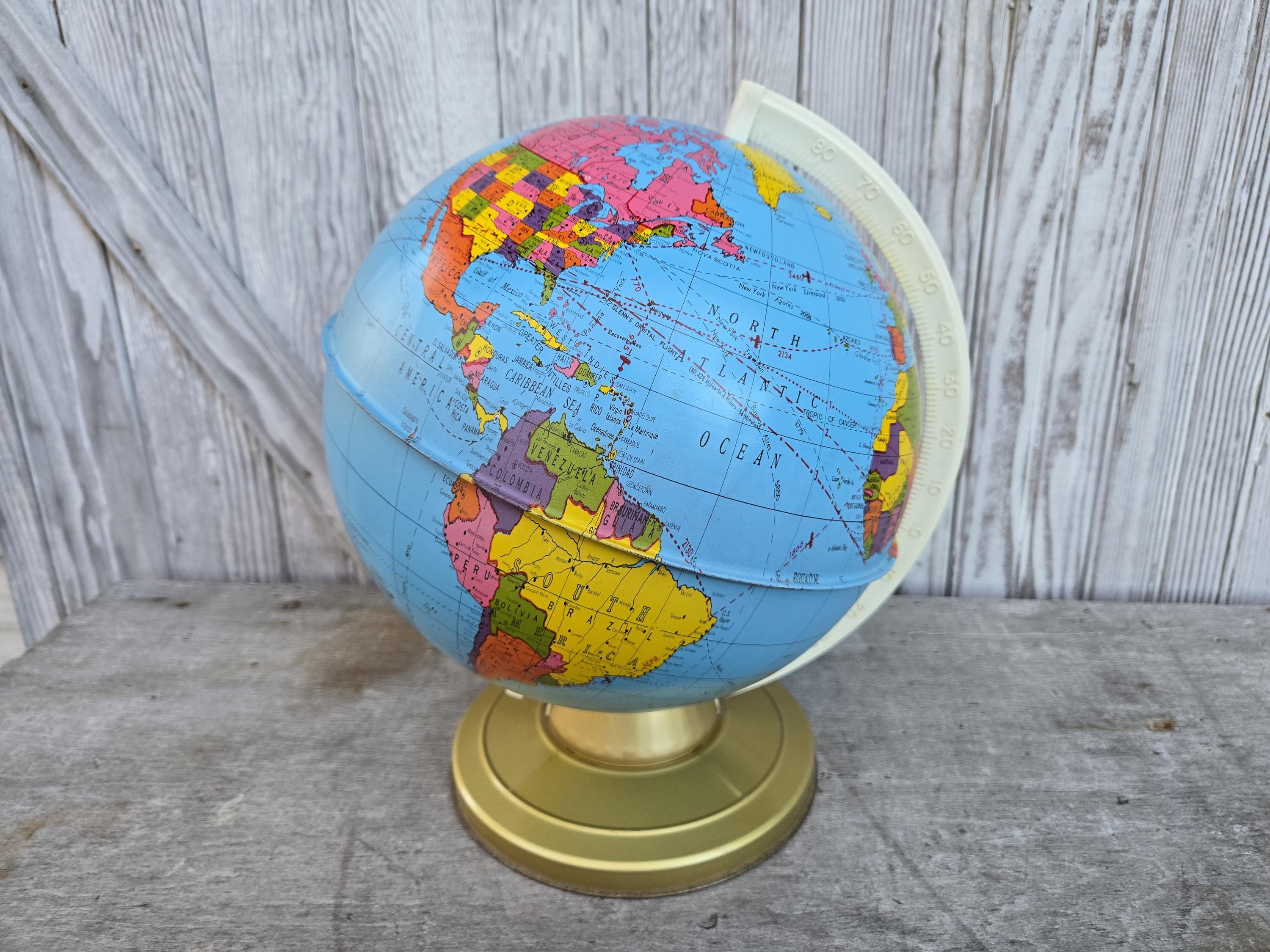 Vintage Ohio Art Metal World Globe: Tin Litho Design - Etsy