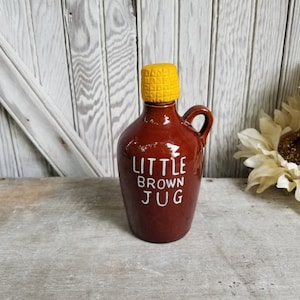 Vintage Glazed Ceramic Little Brown Jug ~ Dee Bee Co. Imports Japan