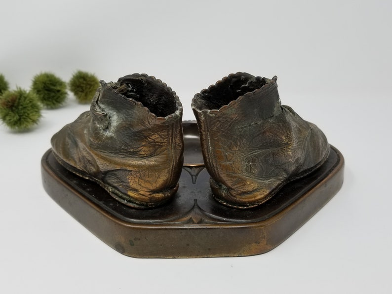 Vintage Bronzed Baby Shoes Ashtray Art Deco Vintage Etsy
