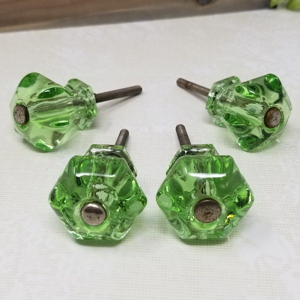 Green Glass Knob Etsy