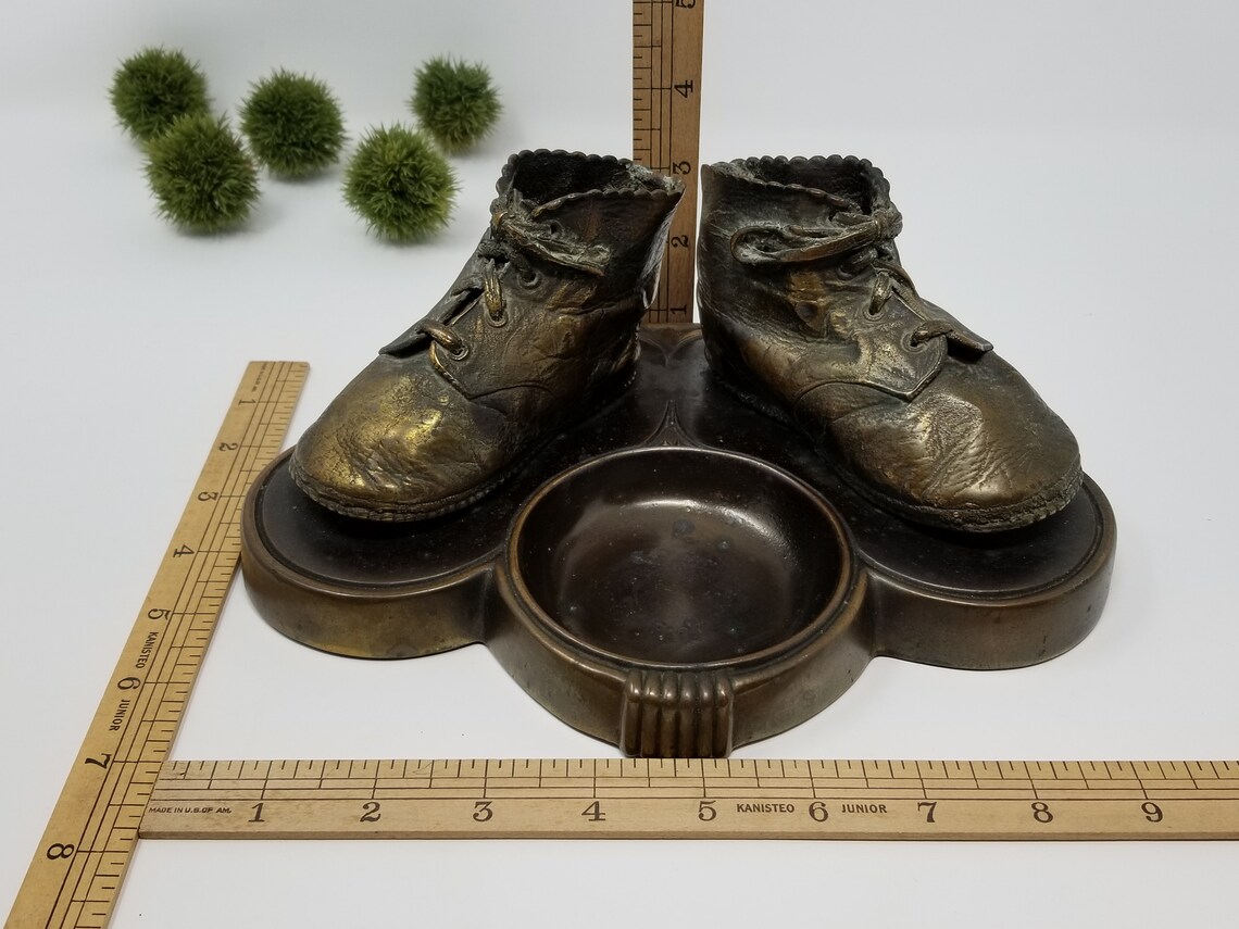 Vintage Bronzed Baby Shoes Ashtray Art Deco Vintage Etsy