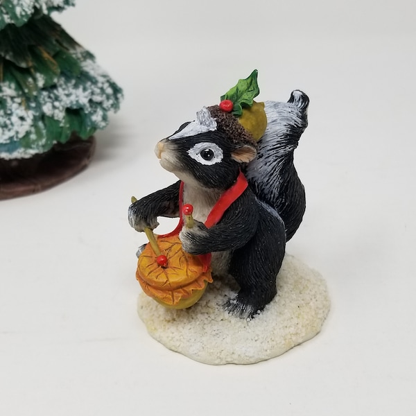 Vintage Silvestri Charming Tails Little Drummer Boy Skunk Figurine