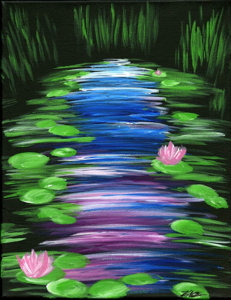 Lily Pond Acrylic Painting Etsy Norway Lily Pond Acrylic Painting Etsy Norway