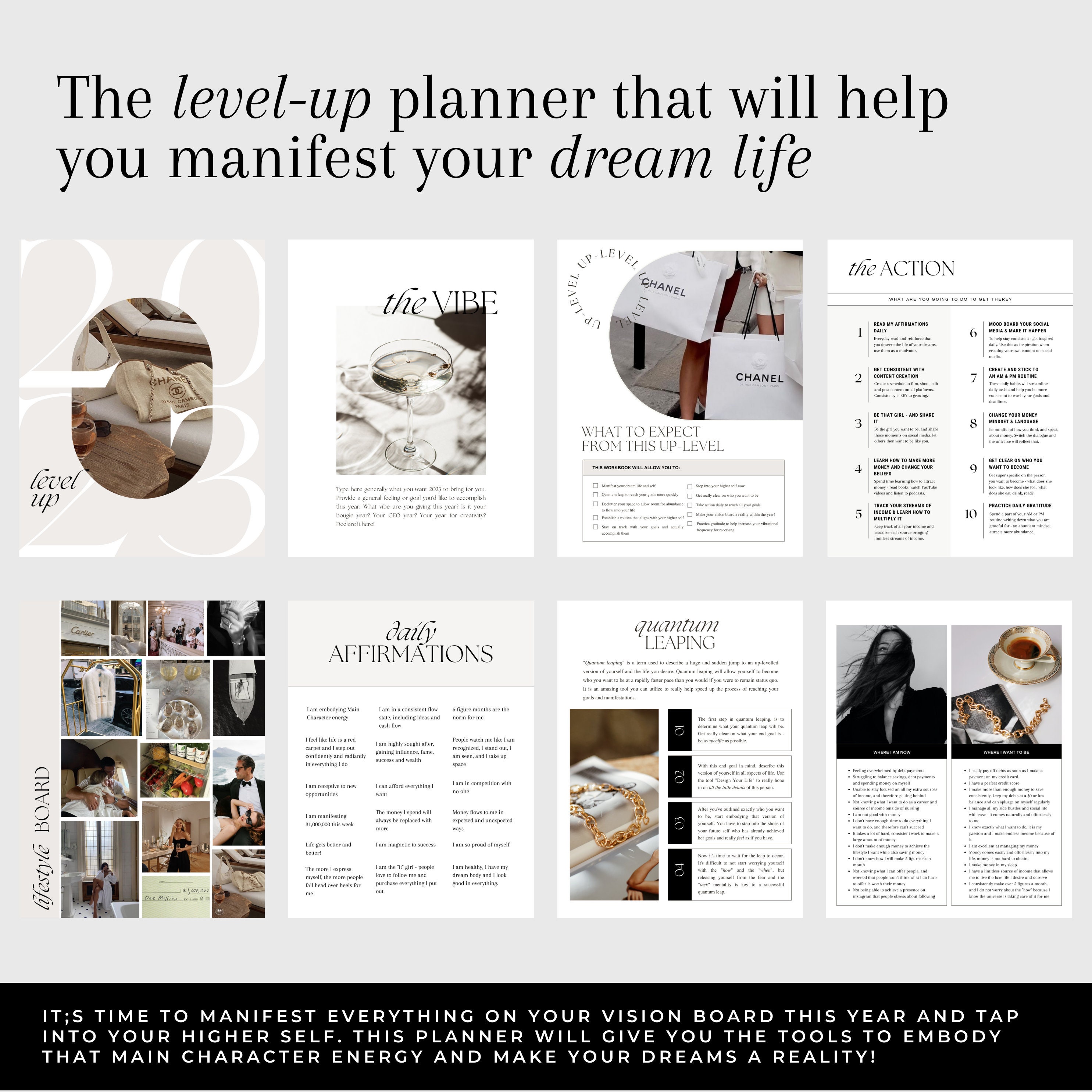 The Level-up Planner 2023 | Editable Canva Template Vision Board ...