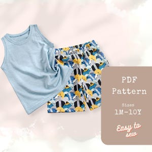 Tank Top and Shorts PDF Sewing Pattern for Kids | Kids Shorts Sewing Pattern | Boys Shorts Pattern | Boys Sewing Patterns | Summer Clothing