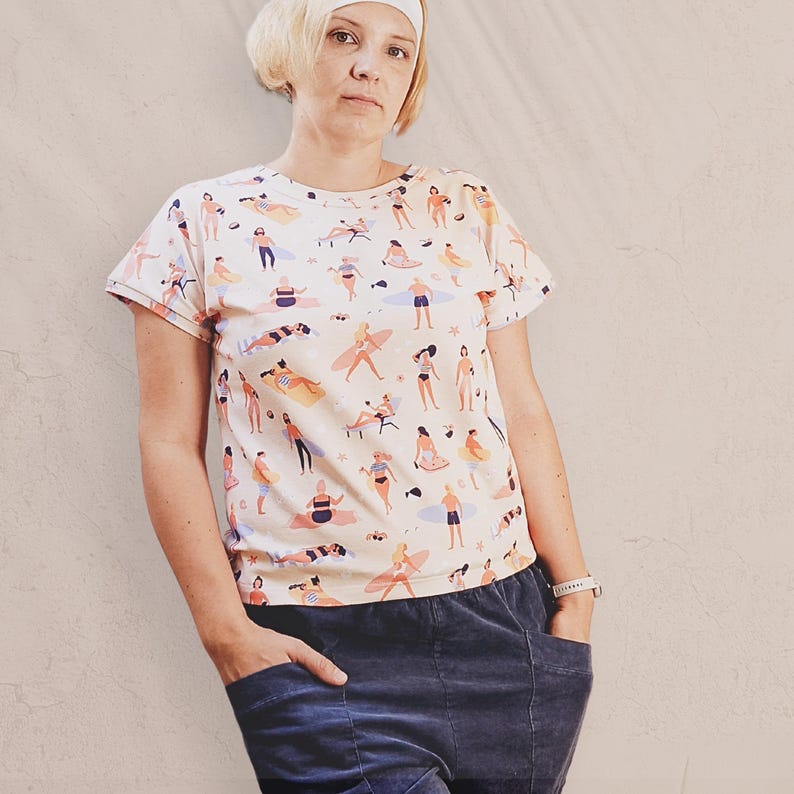 Very Easy Beginner Sewing Patterns Women T-shirt Pattern Summer Outfit Idea Blouse Pattern PDF Digital Download Learn to Sew Top Tutorial