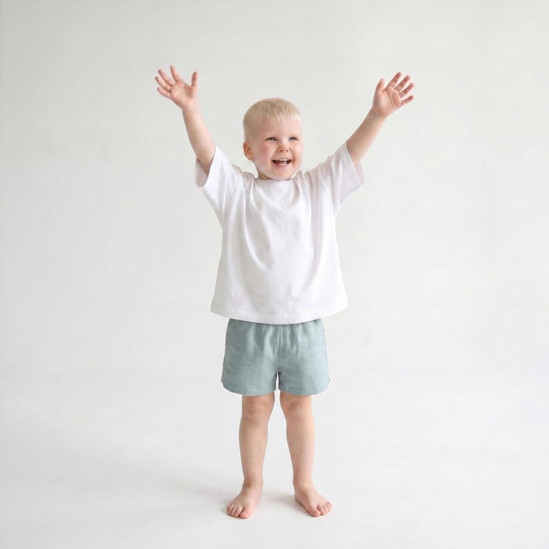 Simple kids shorts for beginners made using a tulip shorts sewing pattern.