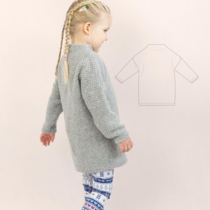 Turtleneck Kids & Toddler Tunic Pattern Long Sleeve Pullover Easy to Sew Top for Girls Beginner Friendly Knit Mini Dress Pattern