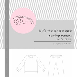 Kids classic pajamas Sewing Pattern PDF, kids nightwear pattern PDF, kids pajamas, sewing patterns pdf image 7