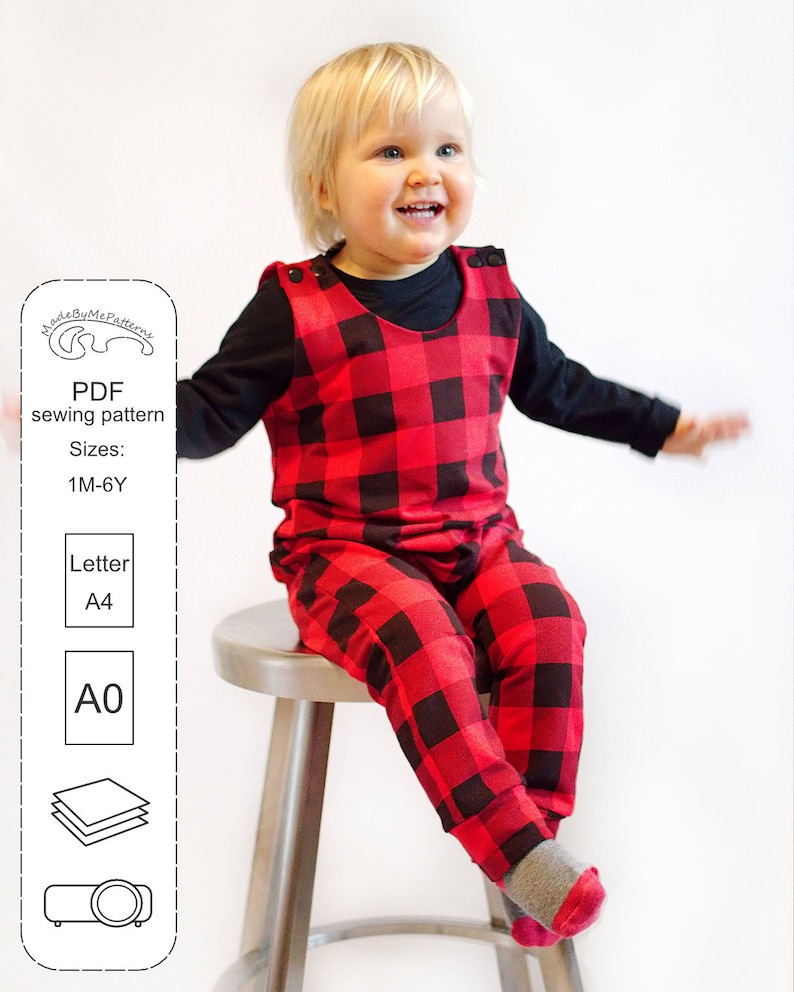Easy overalls pattern Kids and baby romper pattern PDF Do it yourself sewing pattern image 2