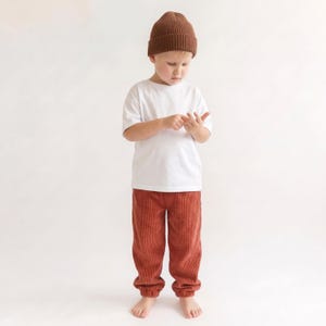 Comfortable boys track pants made with a printable sewing pattern PDF.
