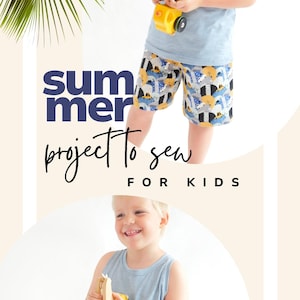 Tank Top & Boys Shorts Pattern Bundle Easy Beginner PDF Sewing Pattern for Kids Basketball Style Outfit Toddler Boy Knit Summer Set Idea image 16