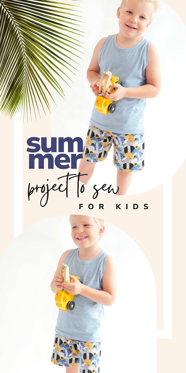 Tank Top & Boys Shorts Pattern Bundle Easy Beginner PDF Sewing Pattern for Kids Basketball Style Outfit Toddler Boy Knit Summer Set Idea image 16