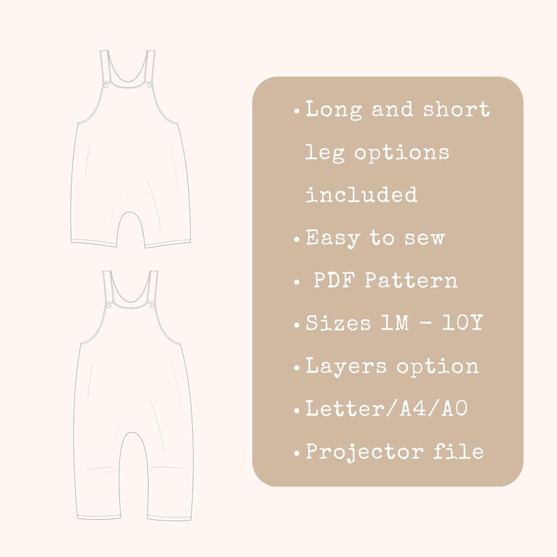 Baby Romper Sewing Pattern for Beginner Toddler Overalls Patterns Set Summer Baby Outfit matching Girl Boy Dungaree Project to Sew PDF Guide image 2