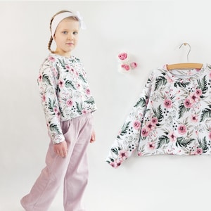 Crop Sweatshirt PDF Schnittmuster - Baby, Kleinkind & Kinder Pullover Top für Mädchen - einfaches Strickmuster für Anfänger geeignet