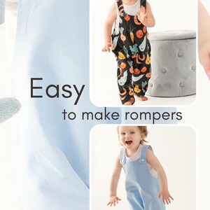 Baby Romper Sewing Pattern for Beginner Toddler Overalls Patterns Set Summer Baby Outfit matching Girl Boy Dungaree Project to Sew PDF Guide image 19