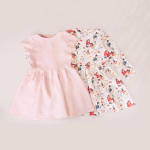 Babydoll Kleid Schnittmuster für Kinder Langarm Kleid Nähen Projekt Kleinkind Mädchen Kleidung Idee Baby besondere Anlässe Outfit Blumenmädchen zu nähen