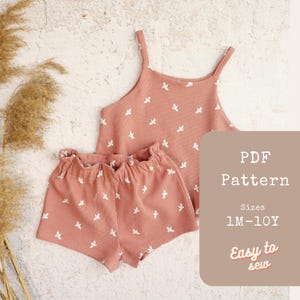 Patroon set top en shorts voor kinderen | Toppatroon | Kinderpatroon | Peuters naaipatroon zomerkleding | PDF-naaipatronen voor kinderen