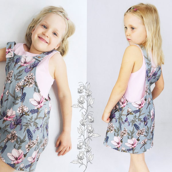 Pinafore dress sewing pattern pdf, baby dress pattern, toddler dress pattern, summer dress pattern