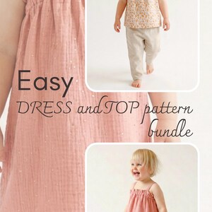 Zomerjurk patroon en top naaipatronen bundel voor kinderkleding mousseline baby outfit idee heel eenvoudig beginnersproject om te naaien peuterjurk afbeelding 20