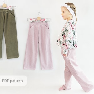 Patron de pantalon palazzo Modèle de pantalon large Patron de couture pour enfants PDF image 1