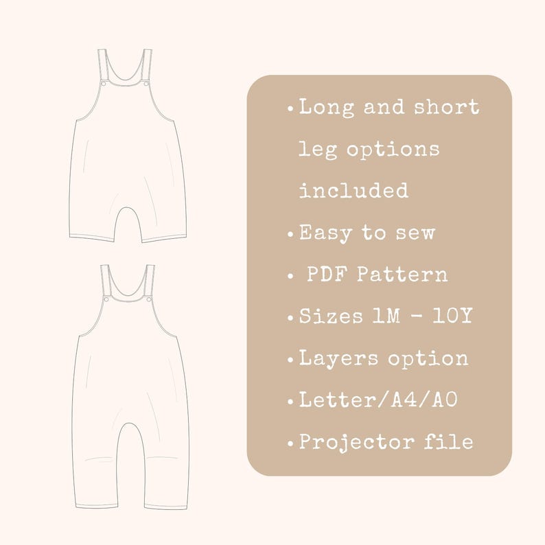 Overalls Sewing Pattern for Kids & Baby Clothes Patterns Bundle Toddler Jumpsuit Learn to Sew Ideas Dungarees Pattern Gender Neutral Gift image 2