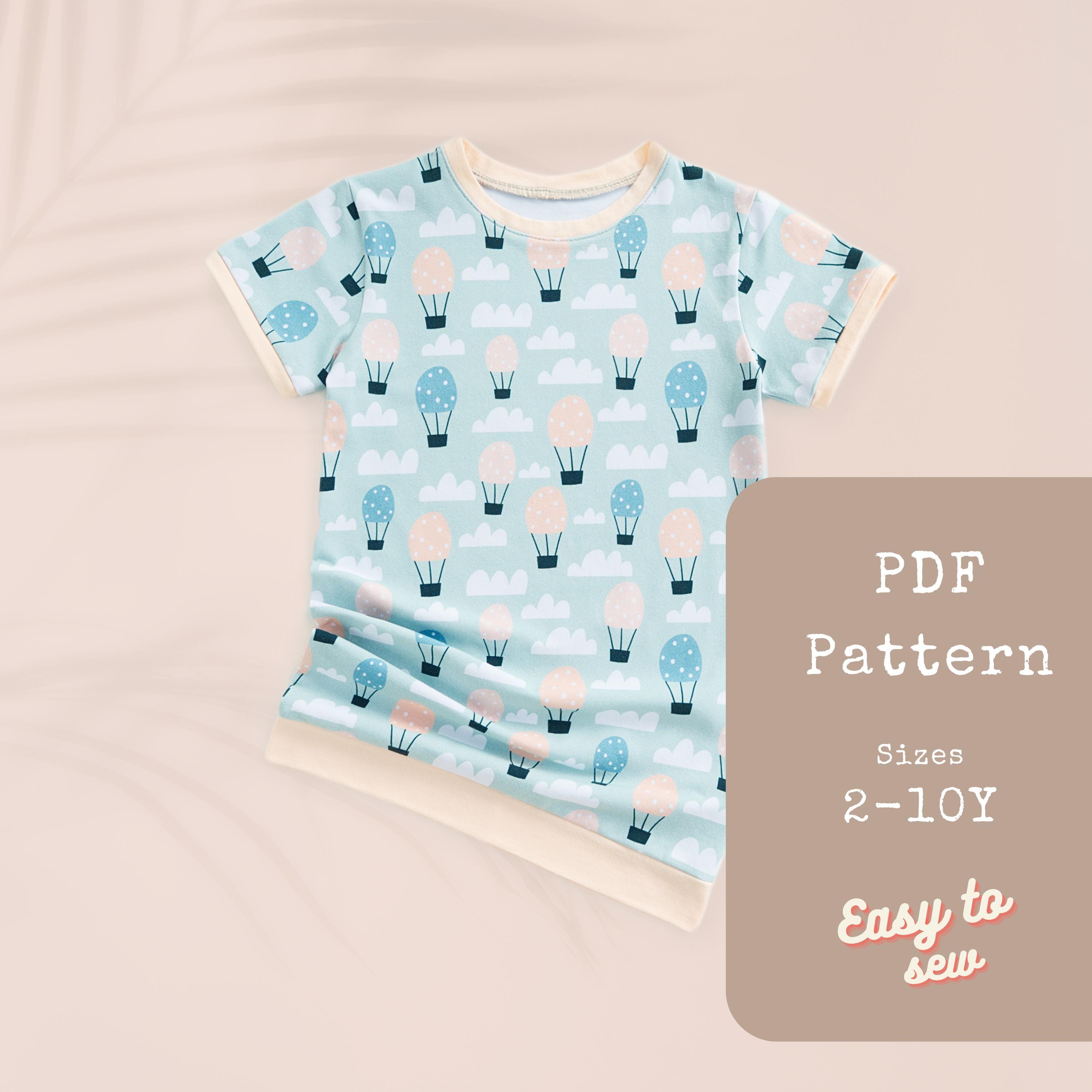 Einfaches Anfänger PDF Schnittmuster für Kinder - Mädchen Nachthemd Schnittmuster Kurz oder Langarm - Sommer + Pyjama Projekt - Printable DIY