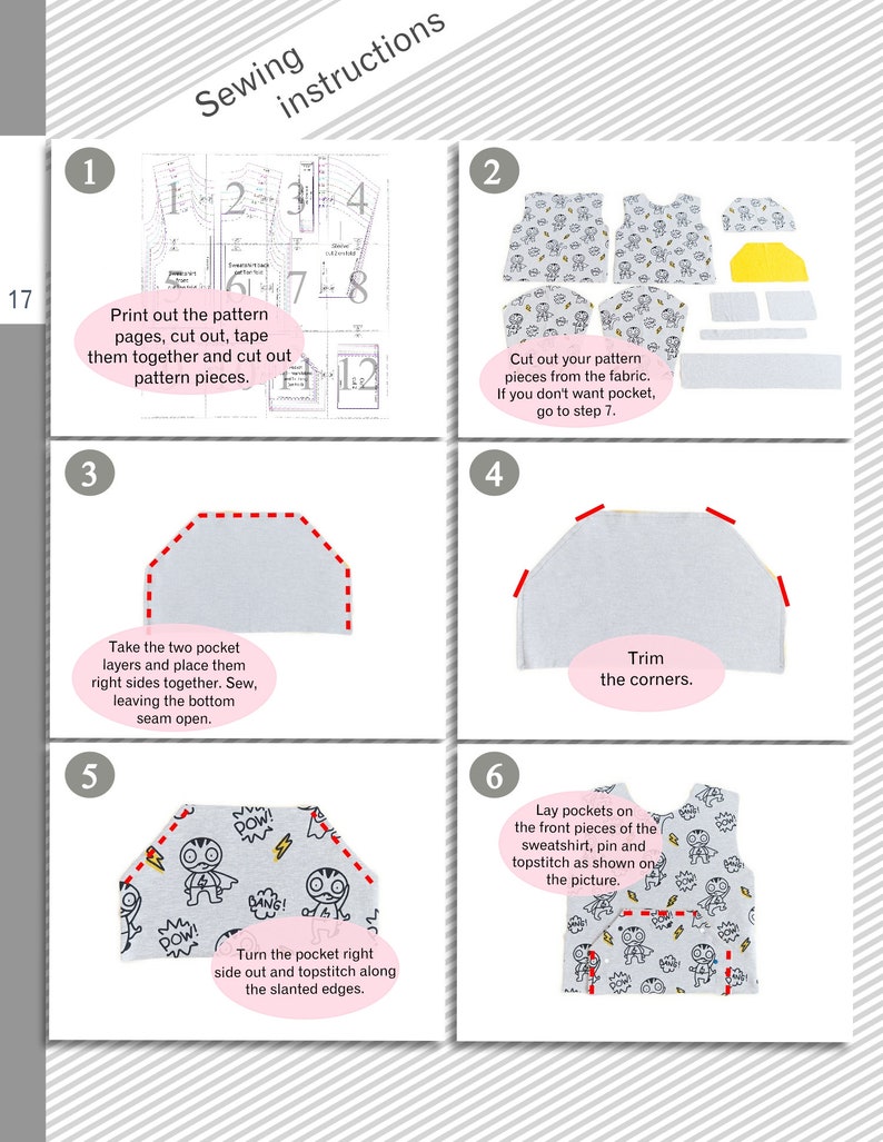 Kids sweatshirt sewing pattern PDF download, sewing patterns toddler, kids sewing patterns image 9