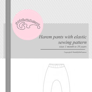 Patrón de costura de pantalones Harem PDF, patrón de pantalones holgados para principiantes, patrón de costura para niños pequeños imagen 7