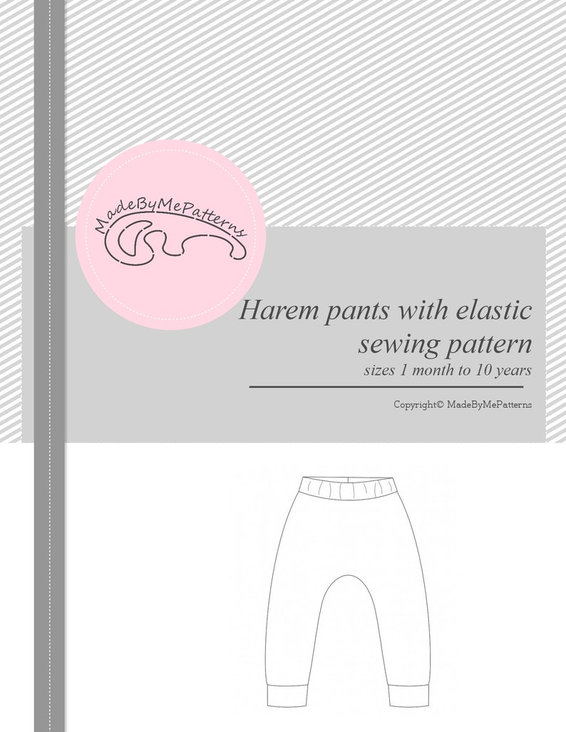 Patrón de costura de pantalones Harem PDF, patrón de pantalones holgados para principiantes, patrón de costura para niños pequeños imagen 7