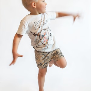 Toddler bloomers and kids shorts created using an easy baby bummies sewing tutorial.