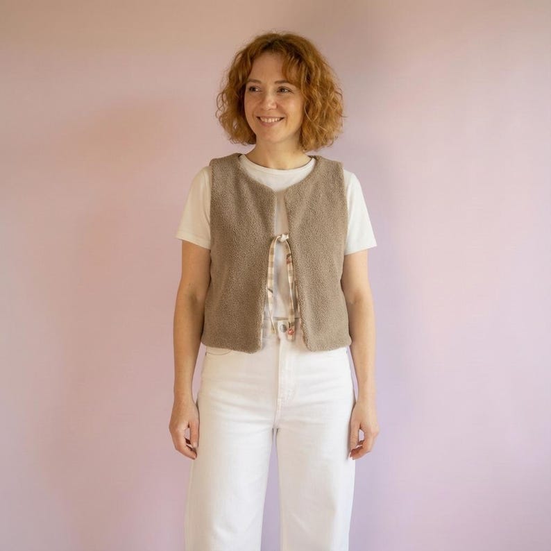 Womens Vest Pattern Easy Sleeveless Jacket PDF Sewing Pattern for Beginners . Ready vest on the women size 6 EU 38
