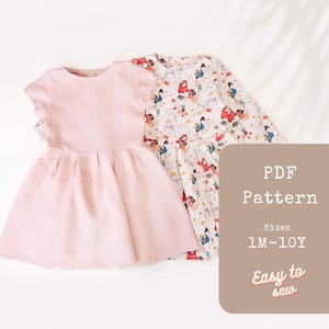 Girls Dress Sewing Pattern for Kids | Toddler Dress Pattern Simple Baby Dress Pattern Beginner | Linen Dress Flower Girl PDF Sewing Pattern