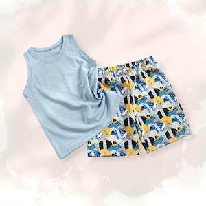 Tank Top and Shorts PDF Sewing Pattern for Kids –  Boys Shorts Pattern for Beginners –  Basketball Style Outfit – Printable Knit Summer Set 