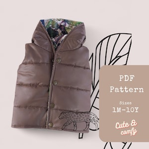 Puffer Vest Sewing Pattern for Kids – Quilted Vest Baby, Toddler & Child Sizes – Easy Outerwear PDF Sewing Pattern – DIY Jacket Layer