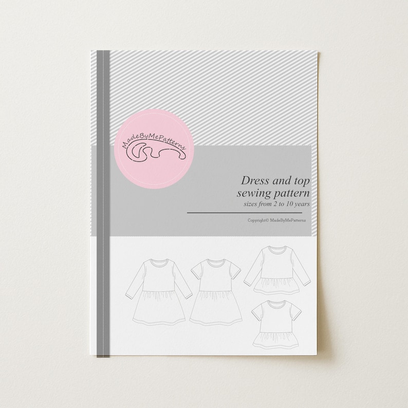 Easy girl dress sewing pattern for kids featuring a ruffle top pattern made with toddler knit fabric for little girls dresses.