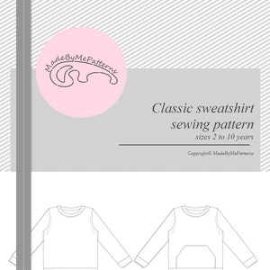Kids sweatshirt sewing pattern PDF download, sewing patterns toddler, kids sewing patterns image 6