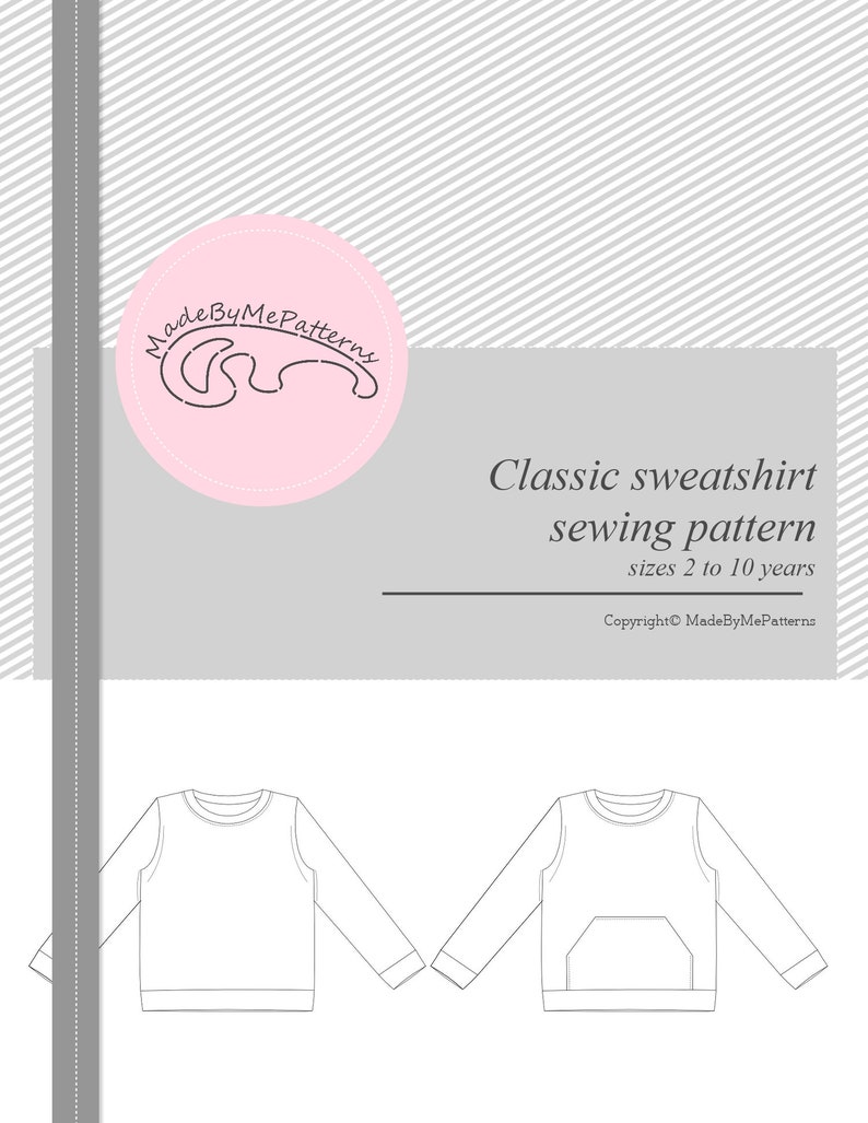 Kids sweatshirt sewing pattern PDF download, sewing patterns toddler, kids sewing patterns image 6