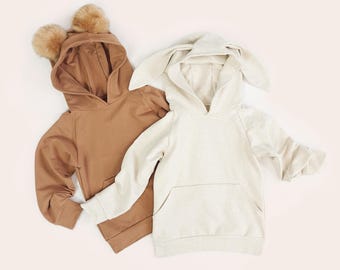 Bunny Ear Hoodie Sewing Pattern PDF – Beginner Baby and Kids Sweatshirt DIY Printable Pullover