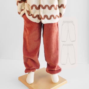 Boys Pants Pattern PDF File Loose Fit Corduroy Trousers Couture Patterns Learn to Sew Track Pants Project Gender Neutral Baby Gift DIY Idea