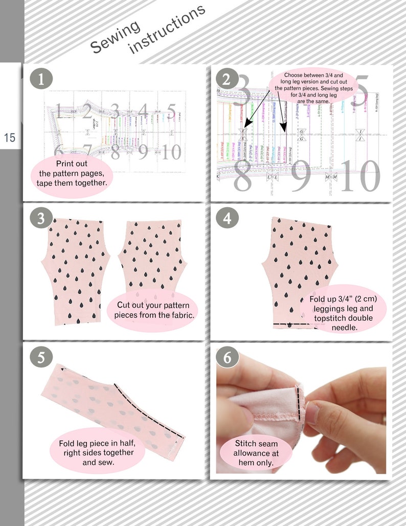 Baby and kids leggings sewing pattern PDF download, kids sewing patterns, girls sewing patterns image 10