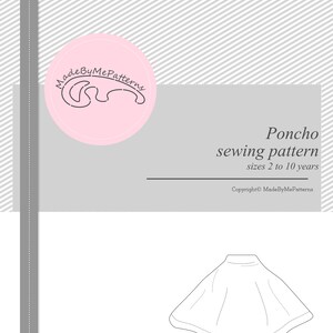 Poncho sewing pattern Cape pattern Kids, toddler sewing pattern PDF up to 10 years image 6