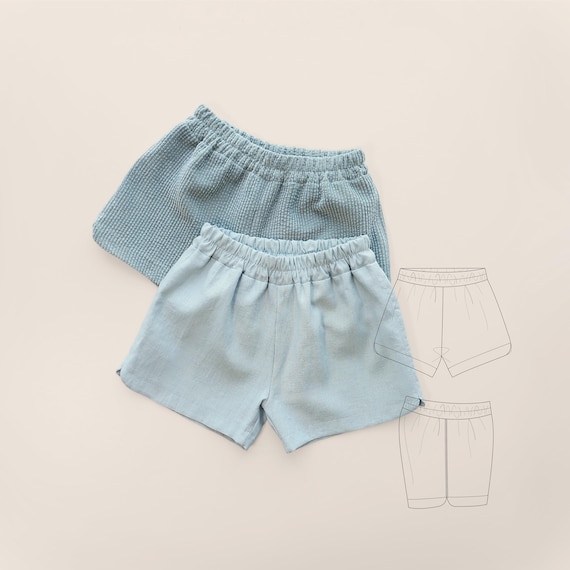 Kids Shorts Pattern PDF Gender Neutral Pajama Bottoms Toddler Easy Sewing Patterns for Beginners Linen Tulip Shorts Project Learn to Sew
