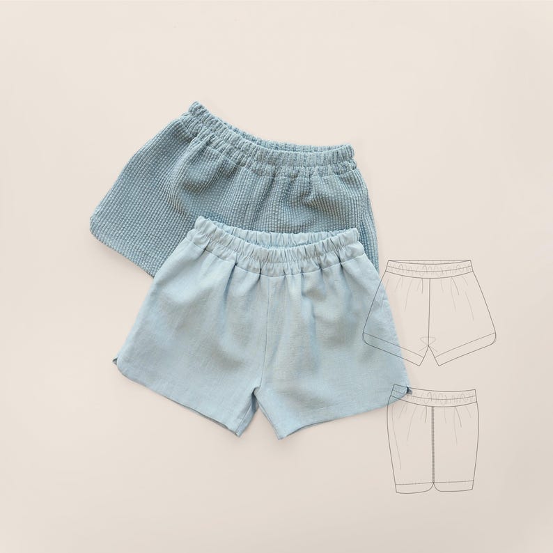 Kids Shorts Pattern PDF Gender Neutral Pajama Bottoms Toddler Easy Sewing Patterns for Beginners Linen Tulip Shorts Project Learn to Sew