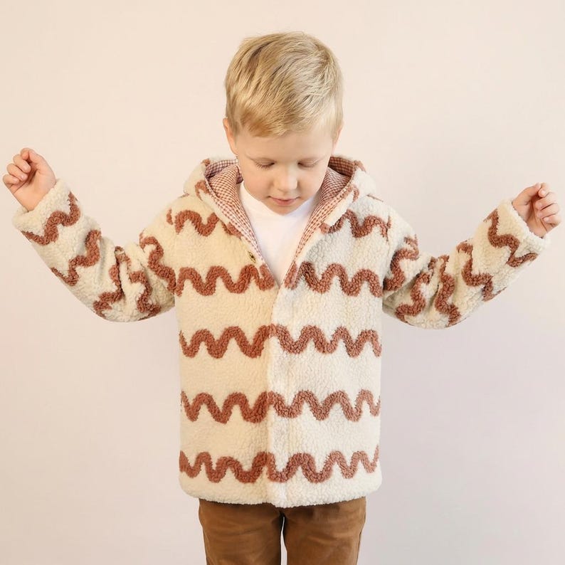 DIY children’s outerwear jacket made from a beginner sewing pattern tutorial.