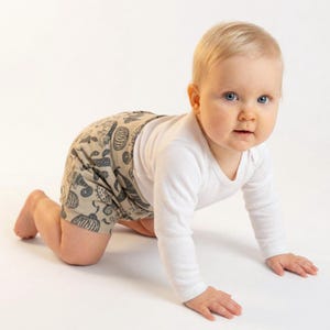 Simple baby shorts sewing pattern example suitable for new sewists learning garment sewing.