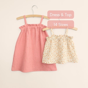 Summer Dress Pattern & Top Sewing Patterns Bundle for Kids Clothes Muslin Baby Outfit Idea Very Easy Beginner Project to Sew Toddler Dress