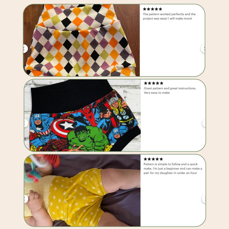 Baby Bummies Sewing Pattern for Beginners Toddler High Waisted Bloomers Kids Shorts Pattern Boys Very Easy Beginner Project to Sew image 13